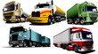 Five trucks on the road. Vector illustration Five trucks on the road. Vector illustration