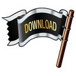 Download icon on black and silver pirate flag Download icon on black and silver pirate flag