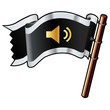 Mute or volume control media player icon on black vector flag Mute or volume control media player icon on black vector flag