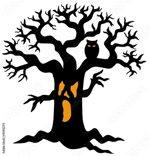 tree silhouette vector. Spooky tree silhouette
