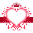 Herz und Krone mit floralem Ornament