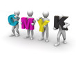 Men with CMYK letters Men with CMYK letters