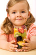 Little girl with fruit drink