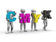 Men with CMYK letters Men with CMYK letters