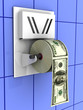 Dollar in the toilet paper