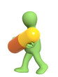 3d puppet, carrying the big bright pill