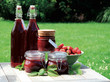 Homemade strawberry jam and squash