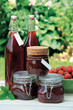 Homemade strawberry jam and squash