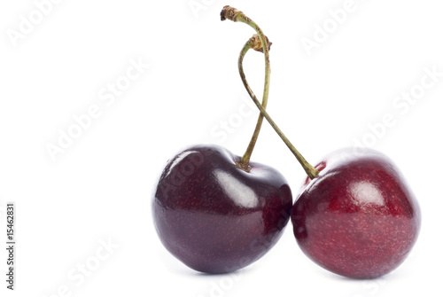 Photo: Two Bing Cherries Isolated on White Two Bing Cherries Isolated on White