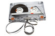 old audio tape on white background