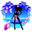 Beautiful girl at the seaside by night Beautiful girl at the seaside by night