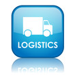 Square "LOGISTICS" button with reflection (blue)