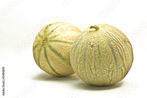 Fresh and delicious melons isolated on white background
