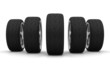 Five new car wheels isolated on white