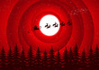 Santa Claus flying over the forest