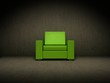 Green chair in dark room Green chair in dark room