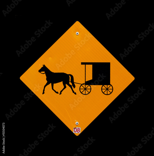 Photo: Horse and buggy sign with black background Horse and buggy sign with black background