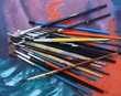 pinceaux sur peinture à l'huile sur bois
