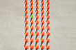 One green pylon amid forty-four orange pylons