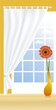 Beautiful gerbera flower in an orange vase Beautiful gerbera flower in an orange vase