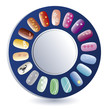 Colorful decorated nails in variety of colors
