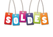 Etiquette soldes sur fond blanc