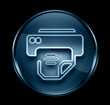 printer icon dark blue, isolated on black background. printer icon dark blue, isolated on black background.