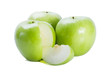sweet green apples on   white background