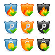 internet security icon shield set