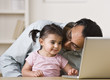 Photo: Father And Daughter Playing on Computer Father And Daughter Playing on Computer