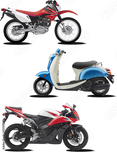 Three vector illustrations of motorcycle. Help for designers Three vector illustrations of motorcycle. Help for designers
