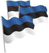 Estonia 3d flag. Vector illustration. Isolated on white.