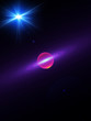 planet, space, rays of light