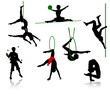 Silhouettes of circus performers. Acrobats and jugglers. Silhouettes of circus performers. Acrobats and jugglers.