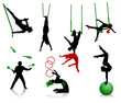 Silhouettes of circus performers. Acrobats and jugglers. Silhouettes of circus performers. Acrobats and jugglers.