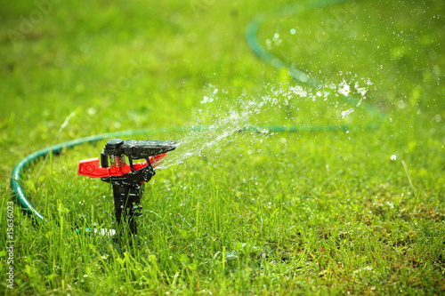 closeup of lawn sprinkler