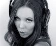 Nice woman singing in monochrome