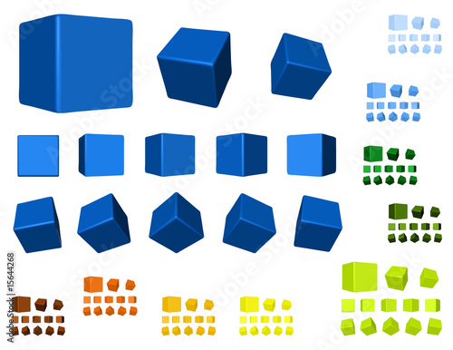 Vektor: rotating cubes color variations rotating cubes color variations