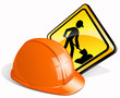 Construction helmet + man at work