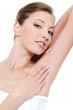 Woman stroking her clean fresh armpit Woman stroking her clean fresh armpit