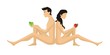 Eve and Adam to eat of the forbidden fruit on a white background Eve and Adam to eat of the forbidden fruit on a white background