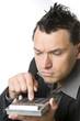 Business-Punk, Manager mit Taschenrechner Controler