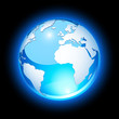 Blue crystal earth, showing Europe and Africa