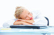 Beautiful business woman resting at desk