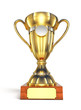 Blank trophy cup isolated on white background
