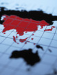 Map of eastern hemisphere highlighting Asia