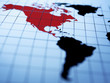 Map of western hemisphere highlighting North America