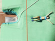 Athlete on a crash mat after pole vault