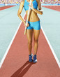 Athlete pole vaulting in an arena