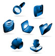 Luminous blue icons for computer and website